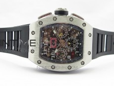 RM11-03 SS KVF 1:1 Best Edition Crystal Skeleton Dial on Black Rubber Strap A7750