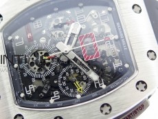 RM11-03 SS KVF 1:1 Best Edition Crystal Skeleton Dial on Black Rubber Strap A7750