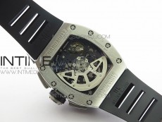 RM11-03 SS KVF 1:1 Best Edition Crystal Skeleton Dial on Black Rubber Strap A7750