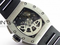 RM11-03 SS KVF 1:1 Best Edition Crystal Skeleton Dial on Black Rubber Strap A7750