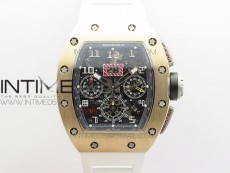 RM11-03 RG KVF 1:1 Best Edition Crystal Skeleton Dial on White Rubber Strap A7750