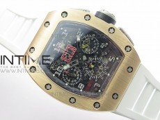RM11-03 RG KVF 1:1 Best Edition Crystal Skeleton Dial on White Rubber Strap A7750