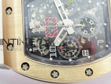 RM11-03 RG KVF 1:1 Best Edition Crystal Skeleton Dial on White Rubber Strap A7750