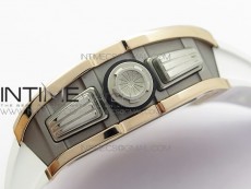 RM11-03 RG KVF 1:1 Best Edition Crystal Skeleton Dial on White Rubber Strap A7750