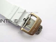 RM11-03 RG KVF 1:1 Best Edition Crystal Skeleton Dial on White Rubber Strap A7750