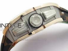RM11-03 RG KVF 1:1 Best Edition Crystal Skeleton Dial on Camo Rubber Strap A7750