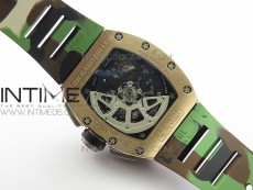 RM11-03 RG KVF 1:1 Best Edition Crystal Skeleton Dial on Camo Rubber Strap A7750