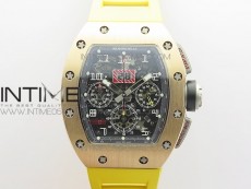 RM11-03 RG KVF 1:1 Best Edition Crystal Skeleton Dial on Yellow Rubber Strap A7750