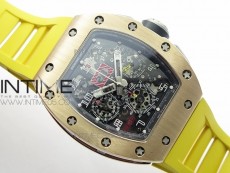 RM11-03 RG KVF 1:1 Best Edition Crystal Skeleton Dial on Yellow Rubber Strap A7750