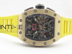 RM11-03 RG KVF 1:1 Best Edition Crystal Skeleton Dial on Yellow Rubber Strap A7750
