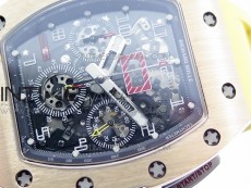 RM11-03 RG KVF 1:1 Best Edition Crystal Skeleton Dial on Yellow Rubber Strap A7750