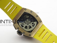 RM11-03 RG KVF 1:1 Best Edition Crystal Skeleton Dial on Yellow Rubber Strap A7750