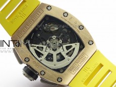 RM11-03 RG KVF 1:1 Best Edition Crystal Skeleton Dial on Yellow Rubber Strap A7750