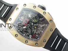 RM11-03 RG KVF 1:1 Best Edition Crystal Skeleton Dial on Black Rubber Strap A7750