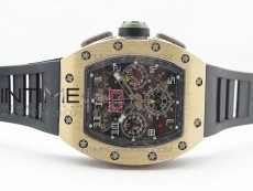 RM11-03 RG KVF 1:1 Best Edition Crystal Skeleton Dial on Black Rubber Strap A7750