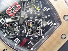 RM11-03 RG KVF 1:1 Best Edition Crystal Skeleton Dial on Black Rubber Strap A7750
