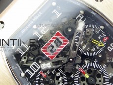 RM11-03 RG KVF 1:1 Best Edition Crystal Skeleton Dial on Black Rubber Strap A7750