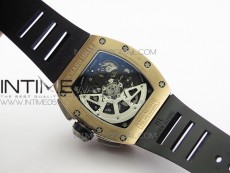 RM11-03 RG KVF 1:1 Best Edition Crystal Skeleton Dial on Black Rubber Strap A7750