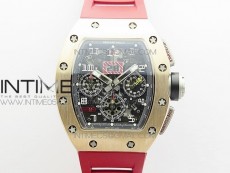 RM11-03 RG KVF 1:1 Best Edition Crystal Skeleton Dial on Red Rubber Strap A7750