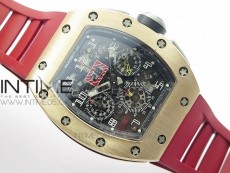 RM11-03 RG KVF 1:1 Best Edition Crystal Skeleton Dial on Red Rubber Strap A7750