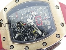 RM11-03 RG KVF 1:1 Best Edition Crystal Skeleton Dial on Red Rubber Strap A7750