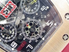 RM11-03 RG KVF 1:1 Best Edition Crystal Skeleton Dial on Red Rubber Strap A7750