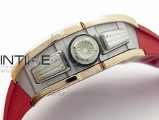 RM11-03 RG KVF 1:1 Best Edition Crystal Skeleton Dial on Red Rubber Strap A7750
