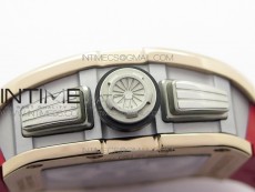 RM11-03 RG KVF 1:1 Best Edition Crystal Skeleton Dial on Red Rubber Strap A7750