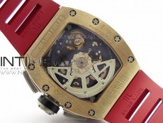 RM11-03 RG KVF 1:1 Best Edition Crystal Skeleton Dial on Red Rubber Strap A7750