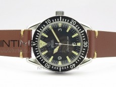 Vintage Seamaster 300 No Date SS B12 Black Dial On Brown Leather Strap A-2836 (Free Nylon Strap)