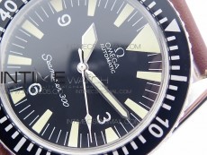 Vintage Seamaster 300 No Date SS B12 Black Dial On Brown Leather Strap A-2836 (Free Nylon Strap)