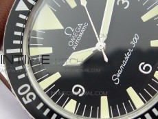 Vintage Seamaster 300 No Date SS B12 Black Dial On Brown Leather Strap A-2836 (Free Nylon Strap)