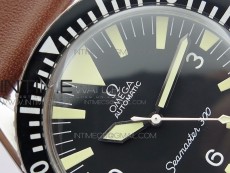 Vintage Seamaster 300 No Date SS B12 Black Dial On Brown Leather Strap A-2836 (Free Nylon Strap)