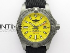 AVENGER Boutique Edition V17310 Dia Bezel Ti DLC 1:1 Best Edition Yellow Dial on Nylon Strap A2824