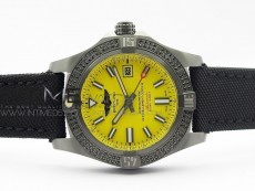 AVENGER Boutique Edition V17310 Dia Bezel Ti DLC 1:1 Best Edition Yellow Dial on Nylon Strap A2824