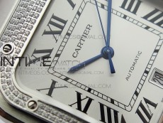 Santos de Cartier 40mm 2018 Diamonds Bezel RXW 1:1 Best Edition White Dial on SS SmartLinks Bracelet MIYOTA 9015