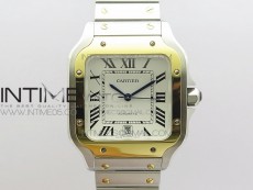 Santos de Cartier 40mm 2018 SS/YG RXW 1:1 Best Edition White Dial on SS/YG SmartLinks Bracelet MIYOTA 9015