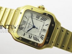 Santos de Cartier 40mm 2018 YG RXW 1:1 Best Edition White Dial on SmartLinks Bracelet MIYOTA 9015