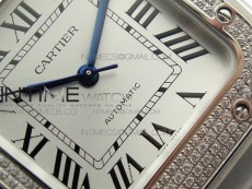 Santos de Cartier 35mm 2018 Diamonds Bezel RXW 1:1 Best Edition White Dial on SS SmartLinks Bracelet MIYOTA 9015