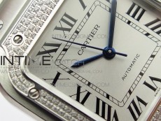 Santos de Cartier 35mm 2018 Diamonds Bezel RXW 1:1 Best Edition White Dial on SS SmartLinks Bracelet MIYOTA 9015