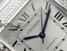 Santos de Cartier 35mm 2018 Diamonds Bezel RXW 1:1 Best Edition White Dial on SS SmartLinks Bracelet MIYOTA 9015