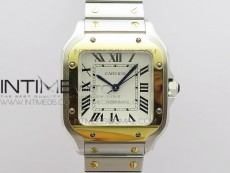Santos de Cartier 35mm 2018 SS/YG RXW 1:1 Best Edition White Dial on SS/YG SmartLinks Bracelet MIYOTA 9015