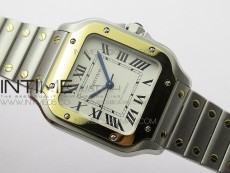 Santos de Cartier 35mm 2018 SS/YG RXW 1:1 Best Edition White Dial on SS/YG SmartLinks Bracelet MIYOTA 9015