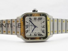 Santos de Cartier 35mm 2018 SS/YG RXW 1:1 Best Edition White Dial on SS/YG SmartLinks Bracelet MIYOTA 9015