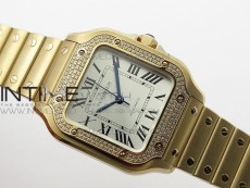 Santos de Cartier 35mm 2018 RG Diamonds Bezel RXW 1:1 Best Edition White Dial on SmartLinks Bracelet MIYOTA 9015