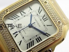 Santos de Cartier 35mm 2018 RG Diamonds Bezel RXW 1:1 Best Edition White Dial on SmartLinks Bracelet MIYOTA 9015
