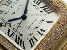 Santos de Cartier 35mm 2018 RG Diamonds Bezel RXW 1:1 Best Edition White Dial on SmartLinks Bracelet MIYOTA 9015