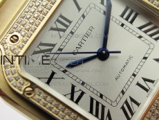 Santos de Cartier 35mm 2018 RG Diamonds Bezel RXW 1:1 Best Edition White Dial on SmartLinks Bracelet MIYOTA 9015