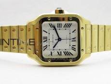 Santos de Cartier 35mm 2018 YG RXW 1:1 Best Edition White Dial on SmartLinks Bracelet MIYOTA 9015