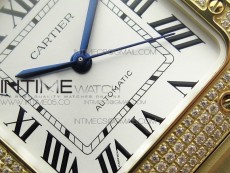 Santos de Cartier 35mm 2018 YG Diamonds Bezel RXW 1:1 Best Edition White Dial on SmartLinks Bracelet MIYOTA 9015